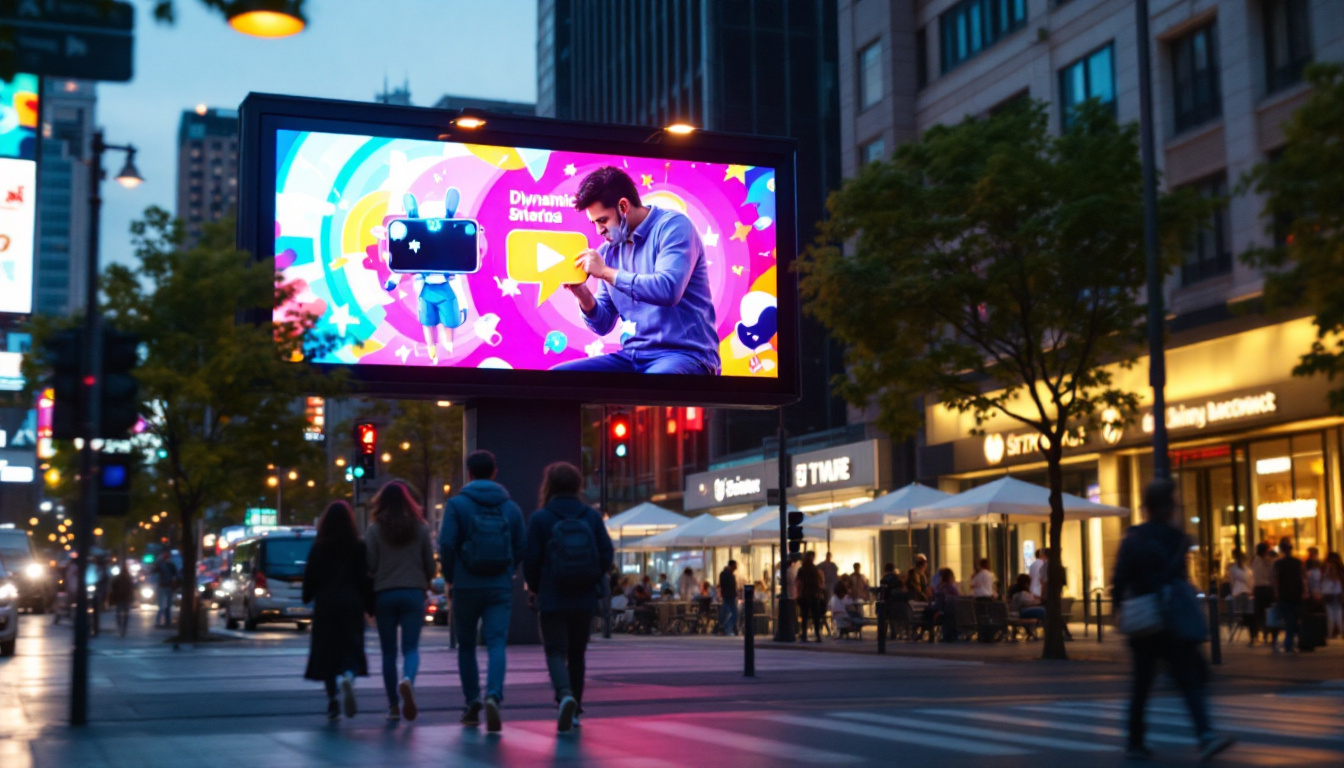 A photograph of a vibrant led billboard in an urban setting