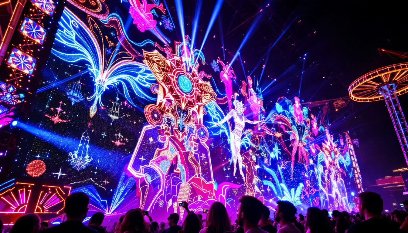 A photograph of capture a photograph of the vibrant led display at a las vegas venue