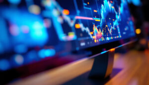 A photograph of a close-up of an lcd display in use