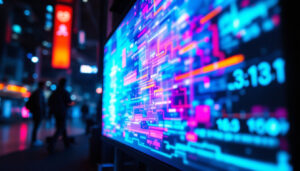 A photograph of capture a photograph of a vibrant led display in action