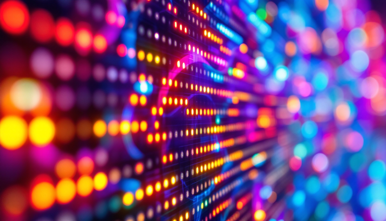 A photograph of a vibrant 3d led display in action