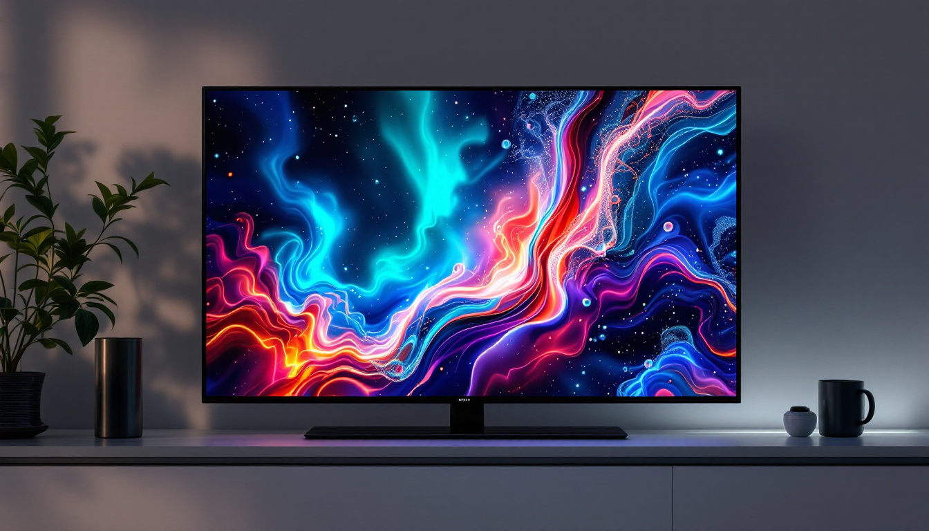 A photograph of a vibrant oled display showcasing a high-contrast image
