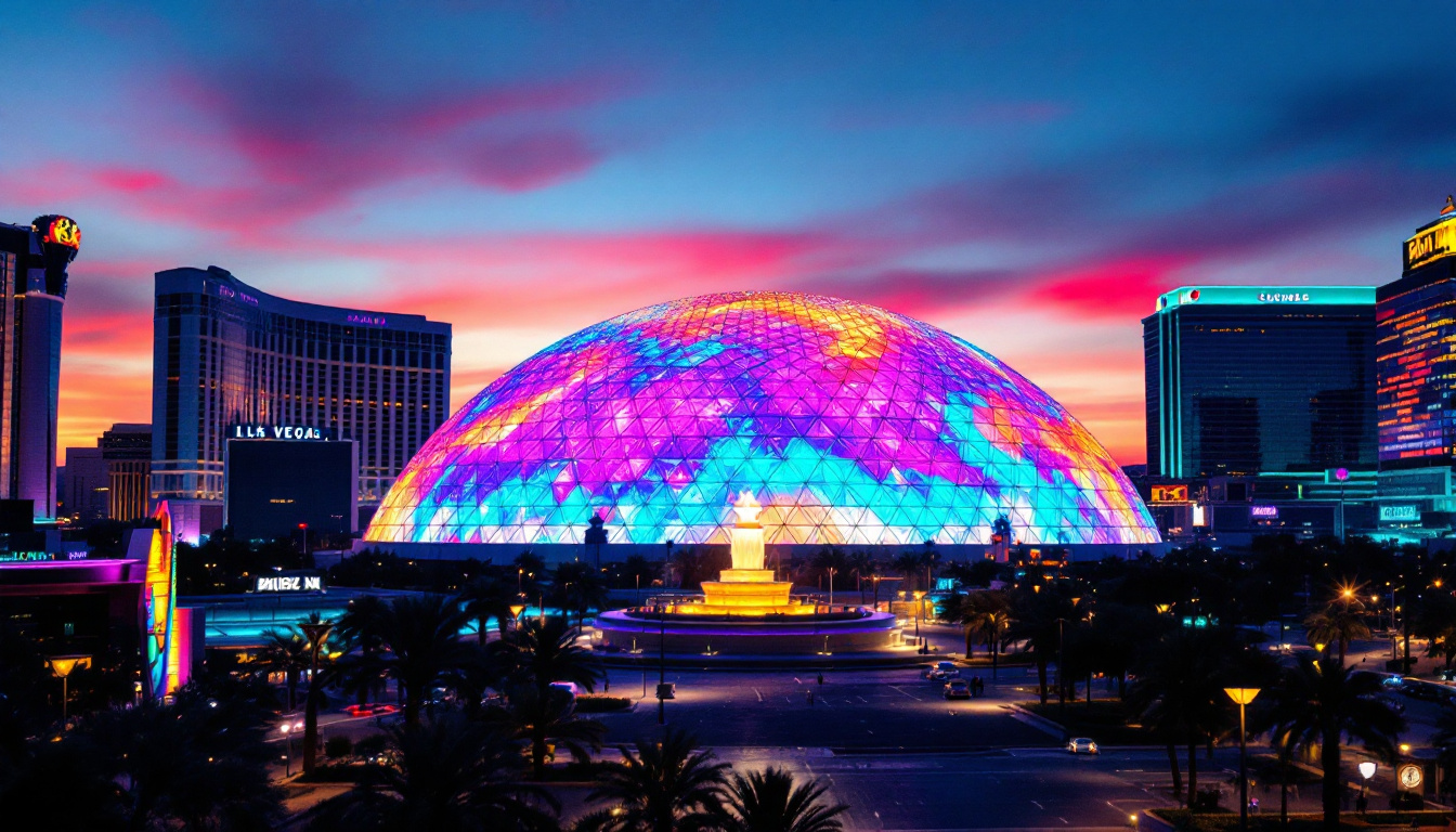 A photograph of capture a photograph of the iconic led dome in las vegas