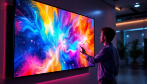 A photograph of a sleek led display in a well-lit environment