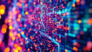 A photograph of a close-up shot of a high-resolution led display showcasing vibrant colors and intricate details