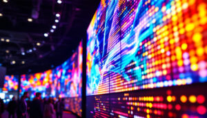 A photograph of a vibrant led display in action at the nab show 2024