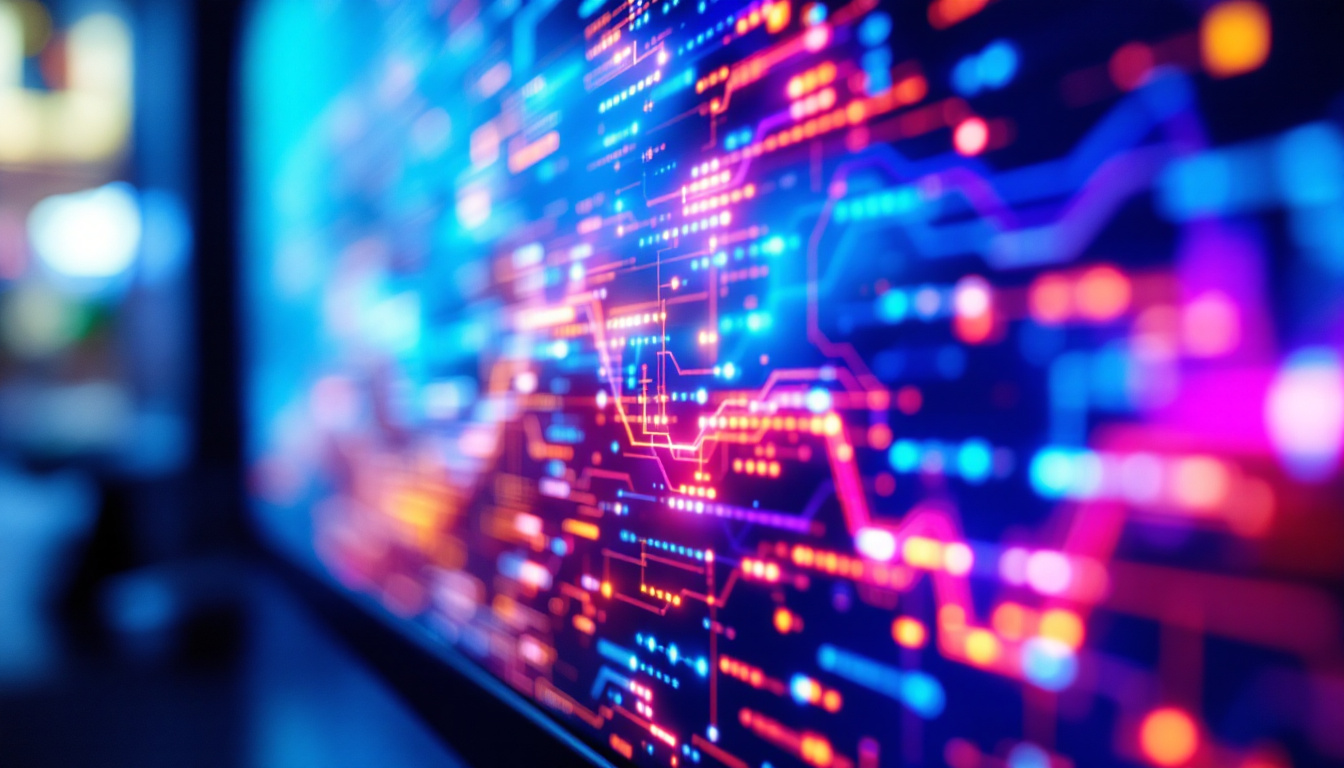 A photograph of a close-up view of a micro led monitor displaying vibrant colors and sharp details