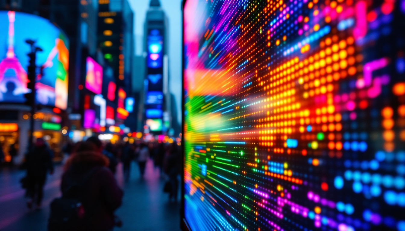 A photograph of a vibrant led display in action