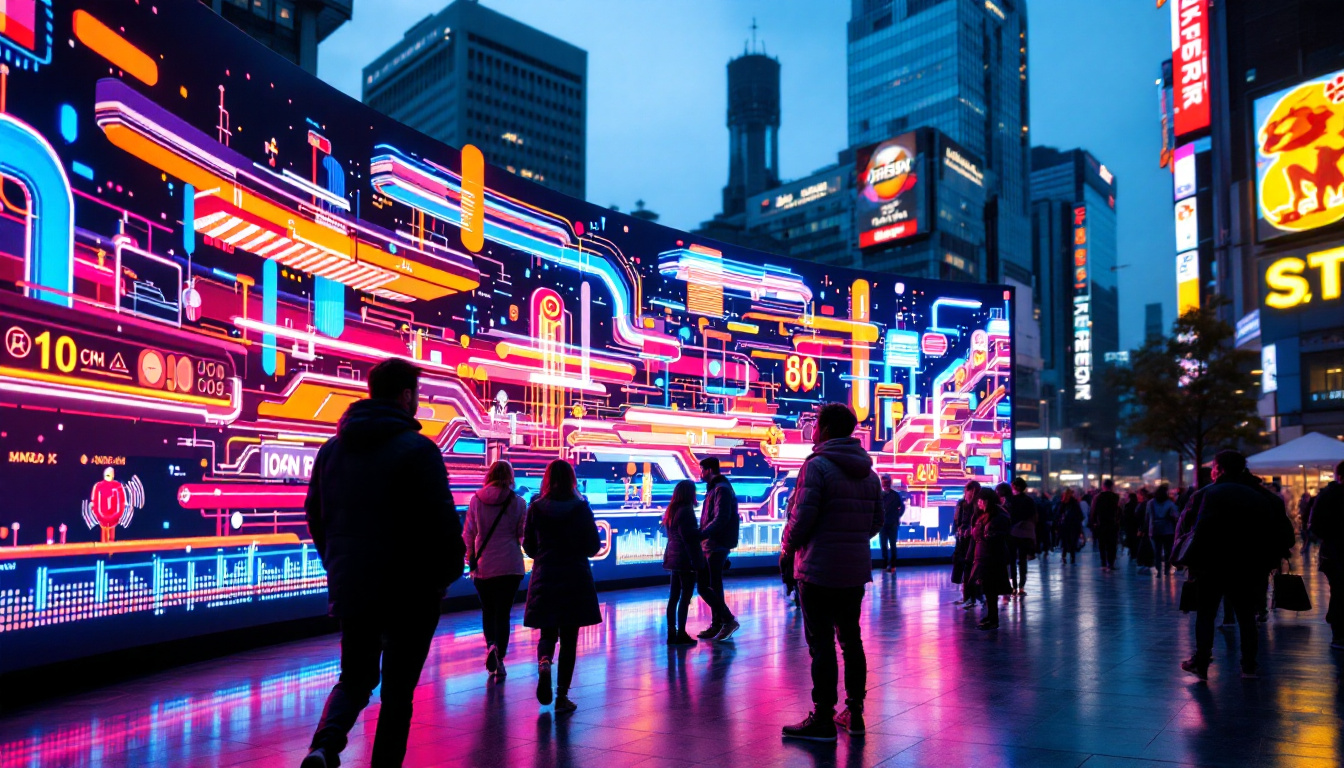 A photograph of a vibrant led display in an urban setting