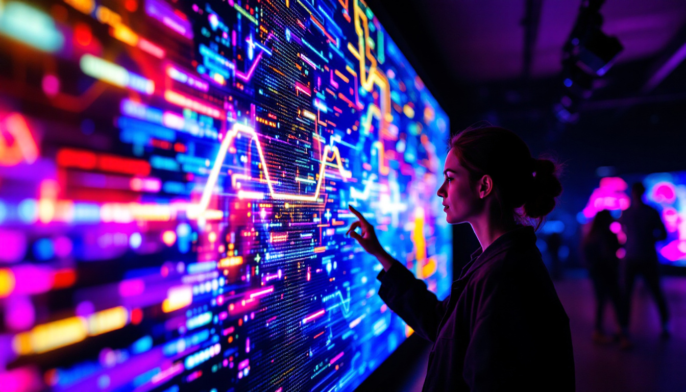 A photograph of capture a photograph of a vibrant led display showcasing dynamic visuals