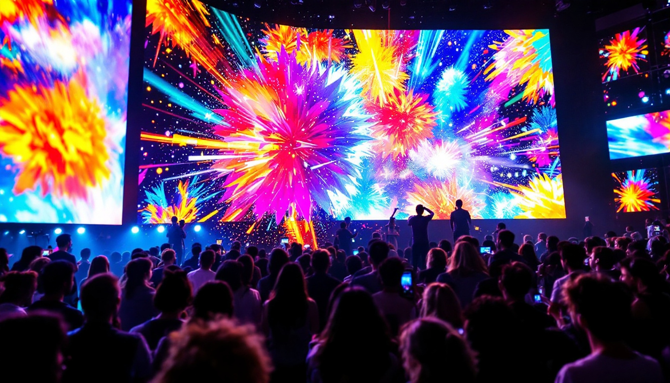 A photograph of capture a photograph of a vibrant led display in action