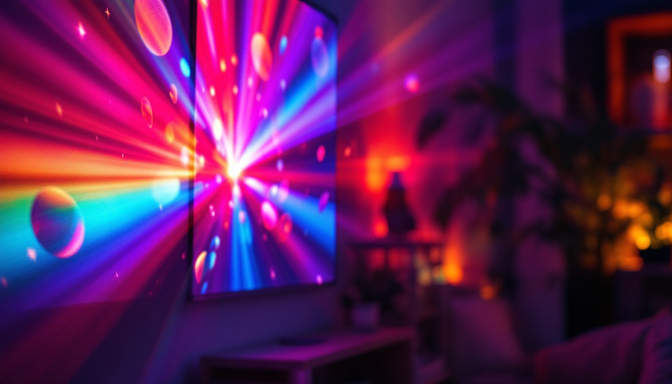 A photograph of a vibrant led projector in action
