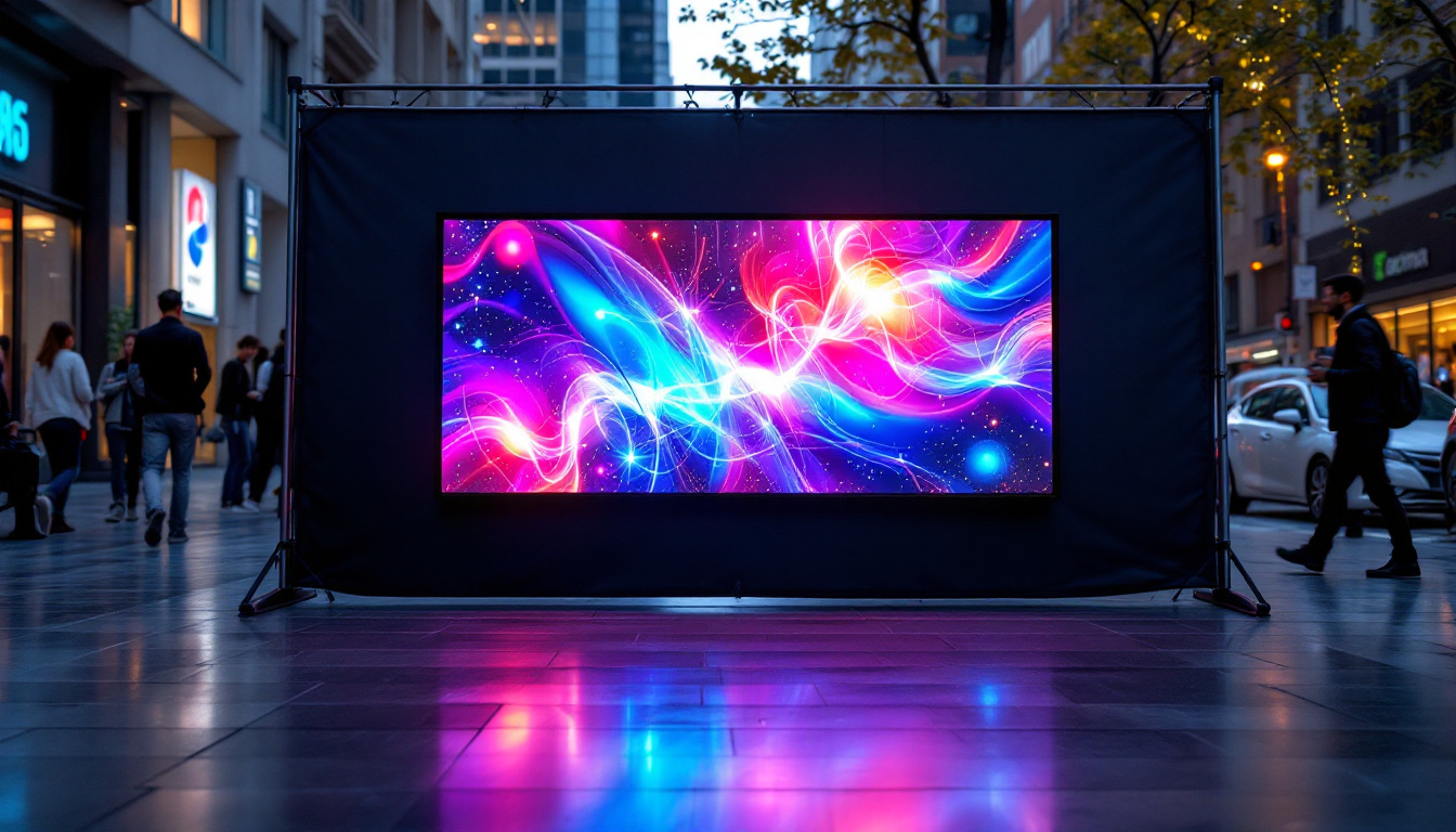 A photograph of capture a photograph of a vibrant led display showcasing dynamic visuals