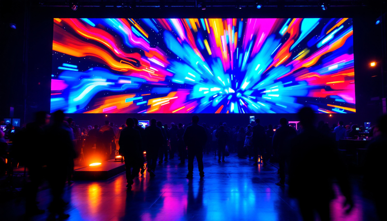 A photograph of a vibrant led display in use