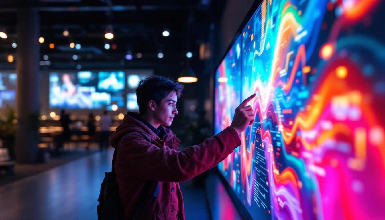 A photograph of capture a photograph of a vibrant led display in a modern setting