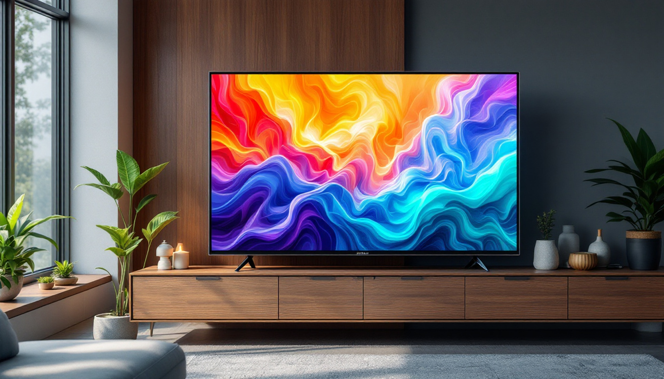 A photograph of a sleek 25-inch flat screen led display showcasing vibrant colors and sharp images