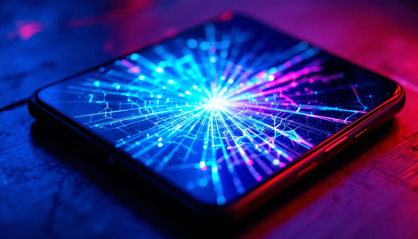 A photograph of a close-up shot of a pixel 6 smartphone displaying its vibrant led screen