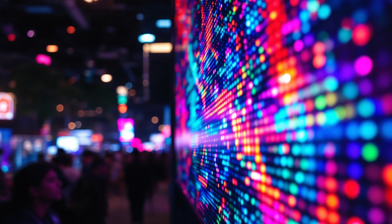 A photograph of a vibrant led display in action