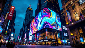 A photograph of capture a photograph of the vibrant led display at 599 broadway
