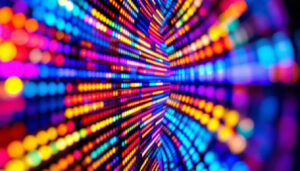A photograph of a vibrant led display in action