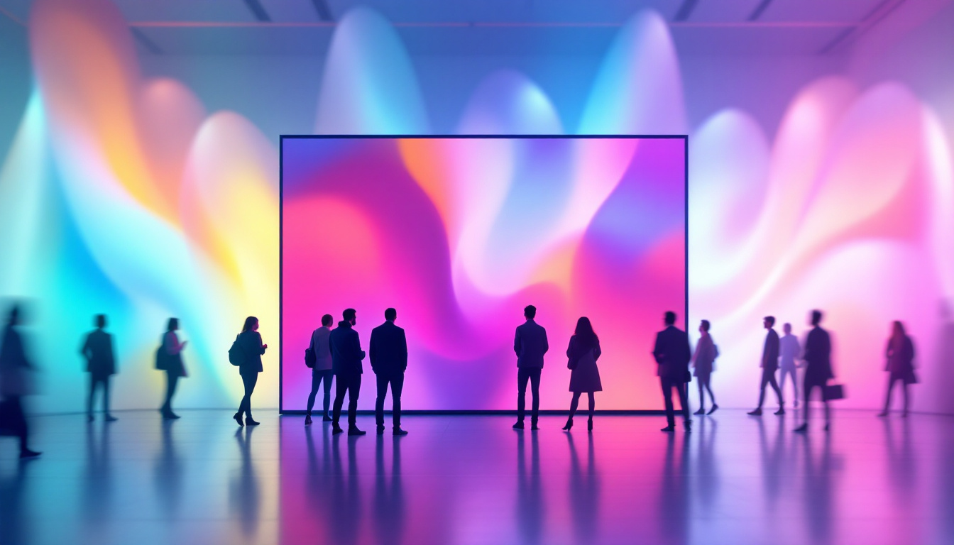 A photograph of a vibrant led display in a dynamic setting