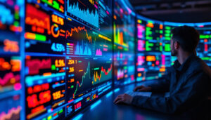 A photograph of a close-up view of a control room's led display