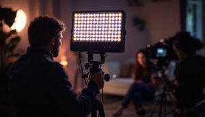 A photograph of a versatile led light setup in action