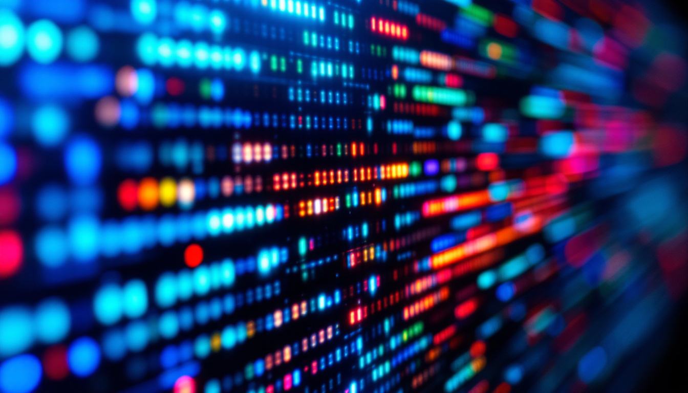A photograph of a close-up of a vibrant led display showcasing intricate pixel details
