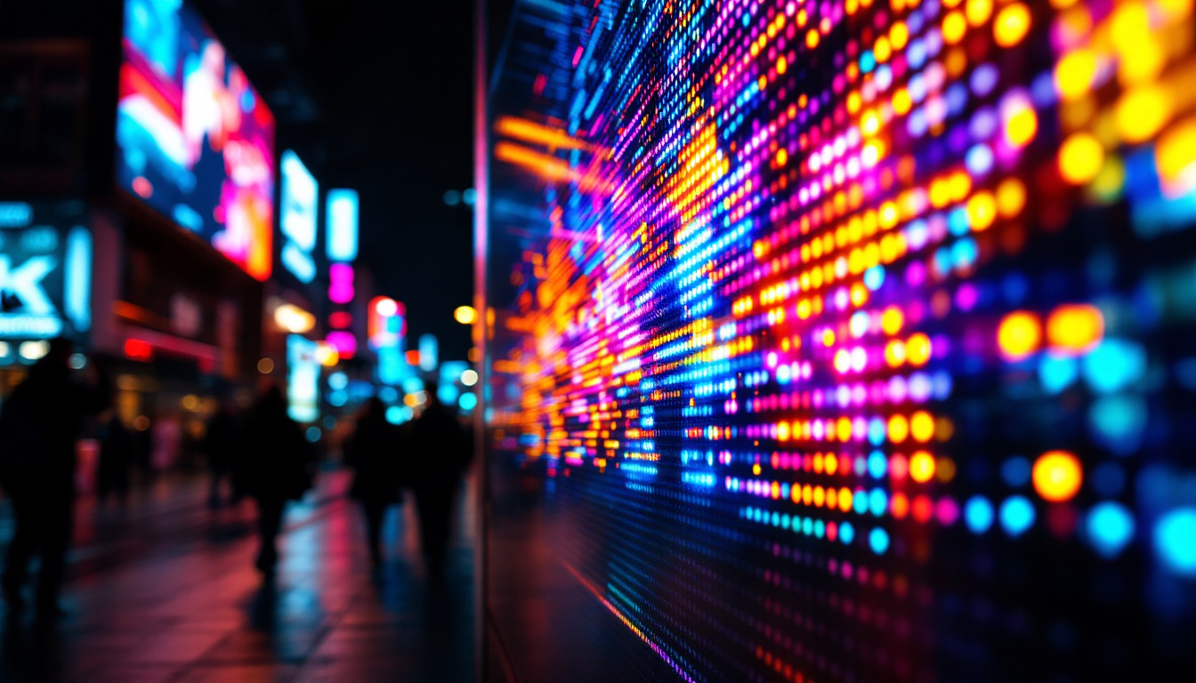 A photograph of a vibrant led display in action