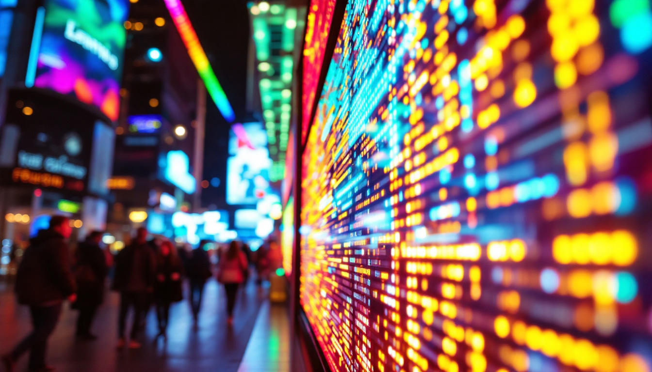 A photograph of a vibrant led display in action
