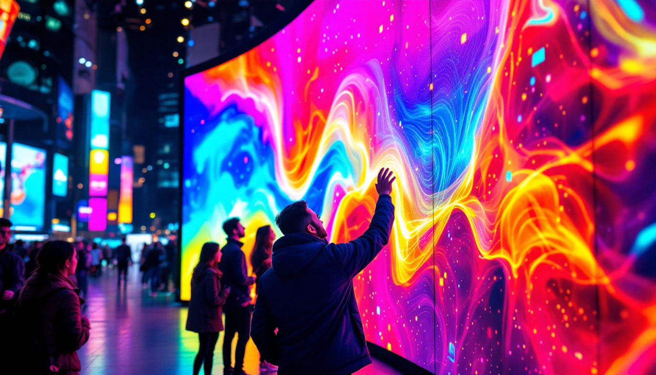 A photograph of a vibrant led display in use