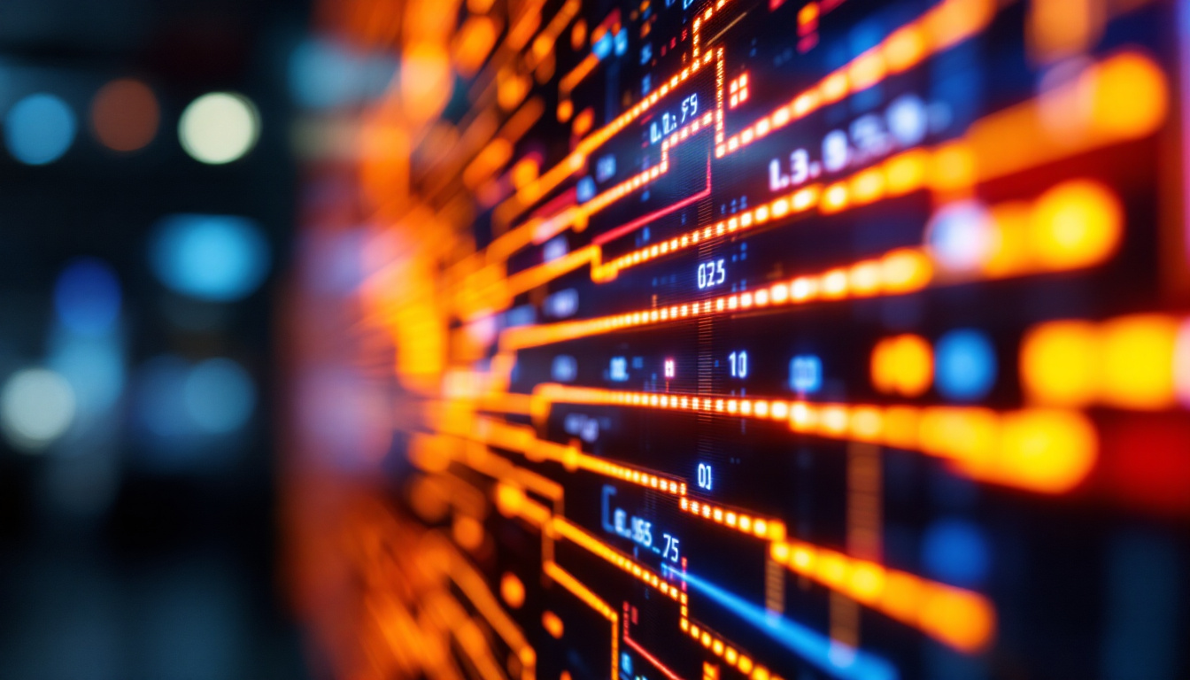 A photograph of a close-up shot of a vibrant led display in action
