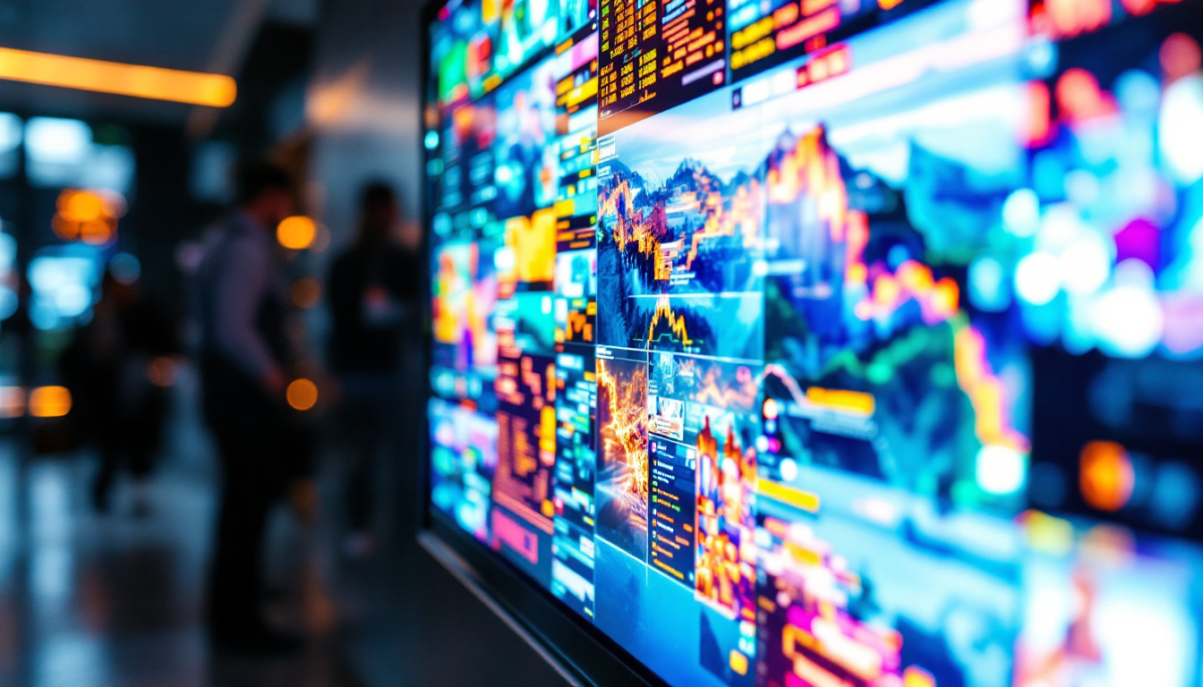 A photograph of a close-up shot of an led display screen showcasing vibrant colors and sharp images