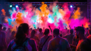 A photograph of a vibrant scene from the colour run