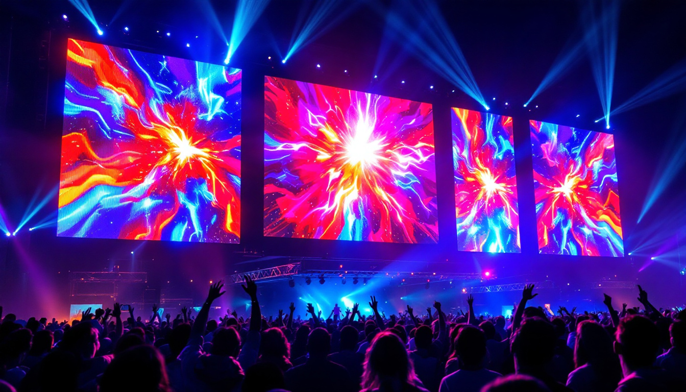 A photograph of a vibrant led display in action