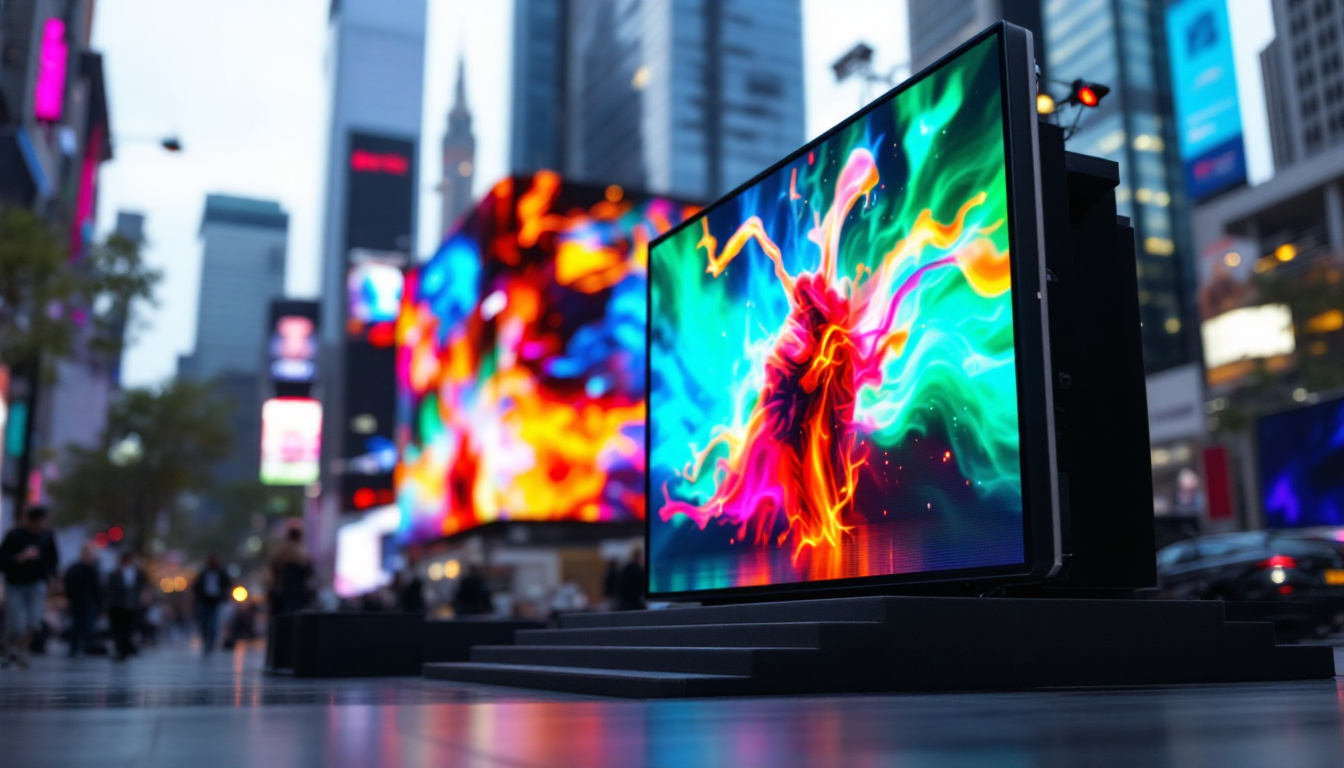 A photograph of a vibrant led display in action