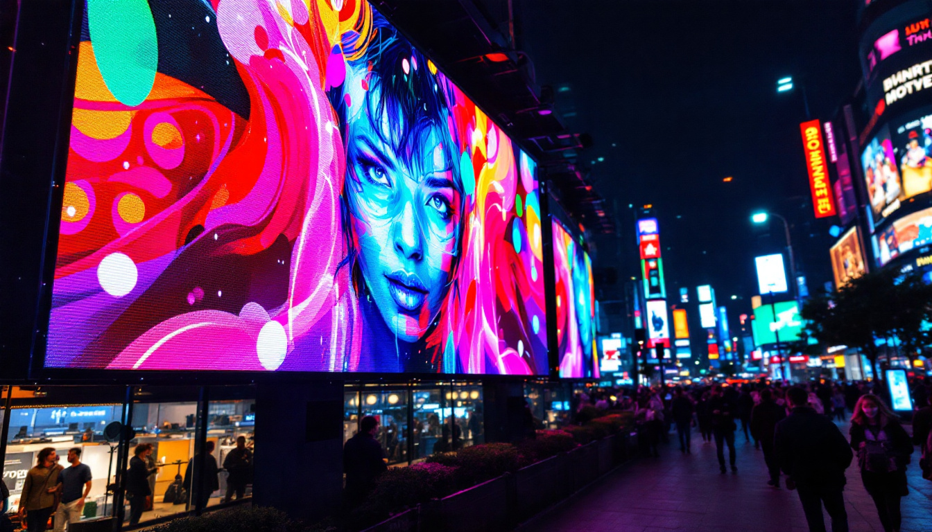 A photograph of a vibrant led display in action