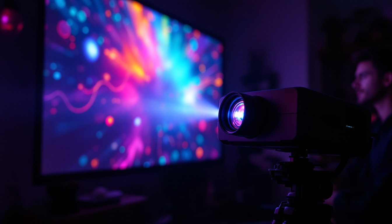A photograph of a vibrant led projector in action