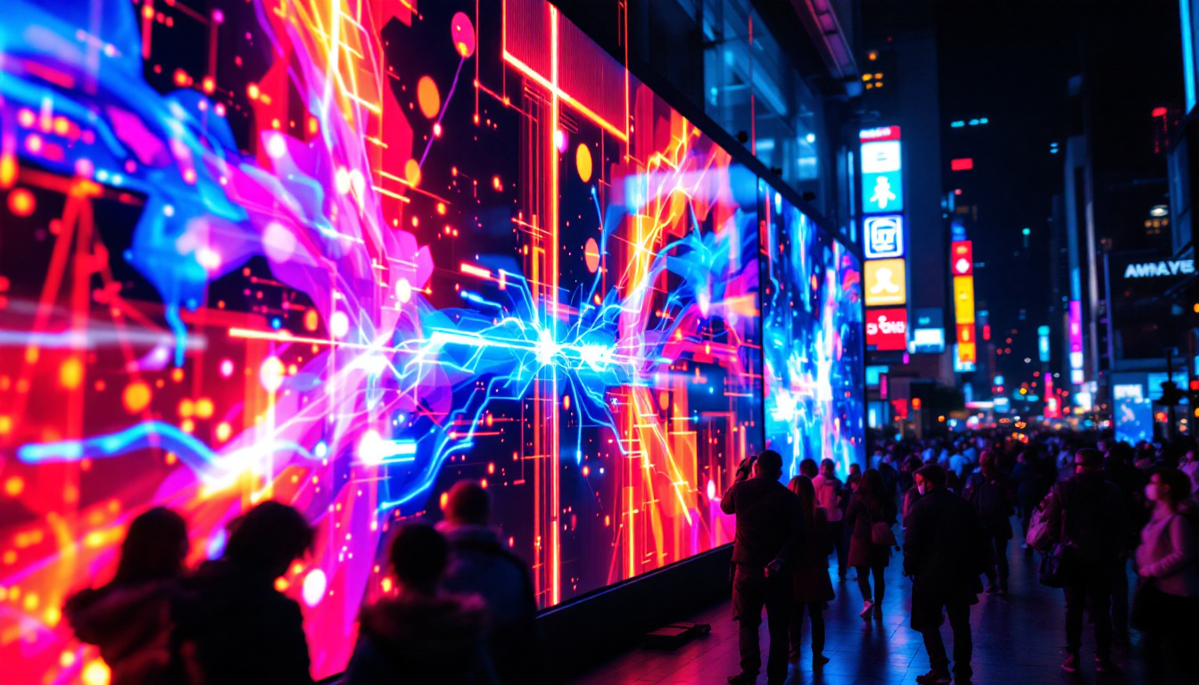 A photograph of a vibrant led display in action
