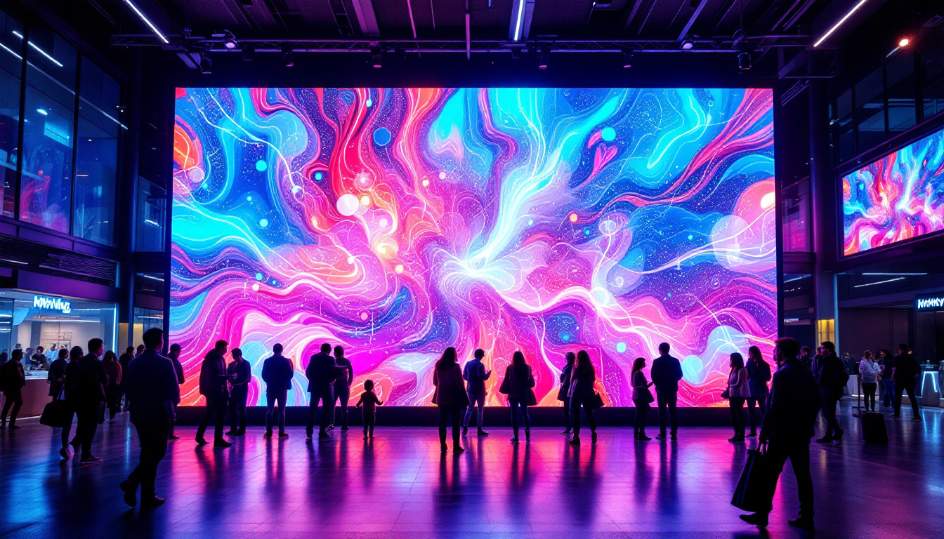 A photograph of a vibrant led display in an urban setting