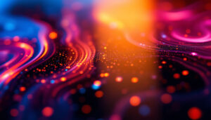 A photograph of a close-up shot of a smartphone's lcd screen displaying vibrant colors and intricate details