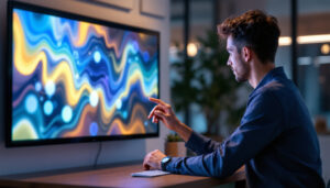 A photograph of capture a photograph of the active slim led display in use