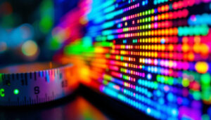 A photograph of a close-up of an led display screen
