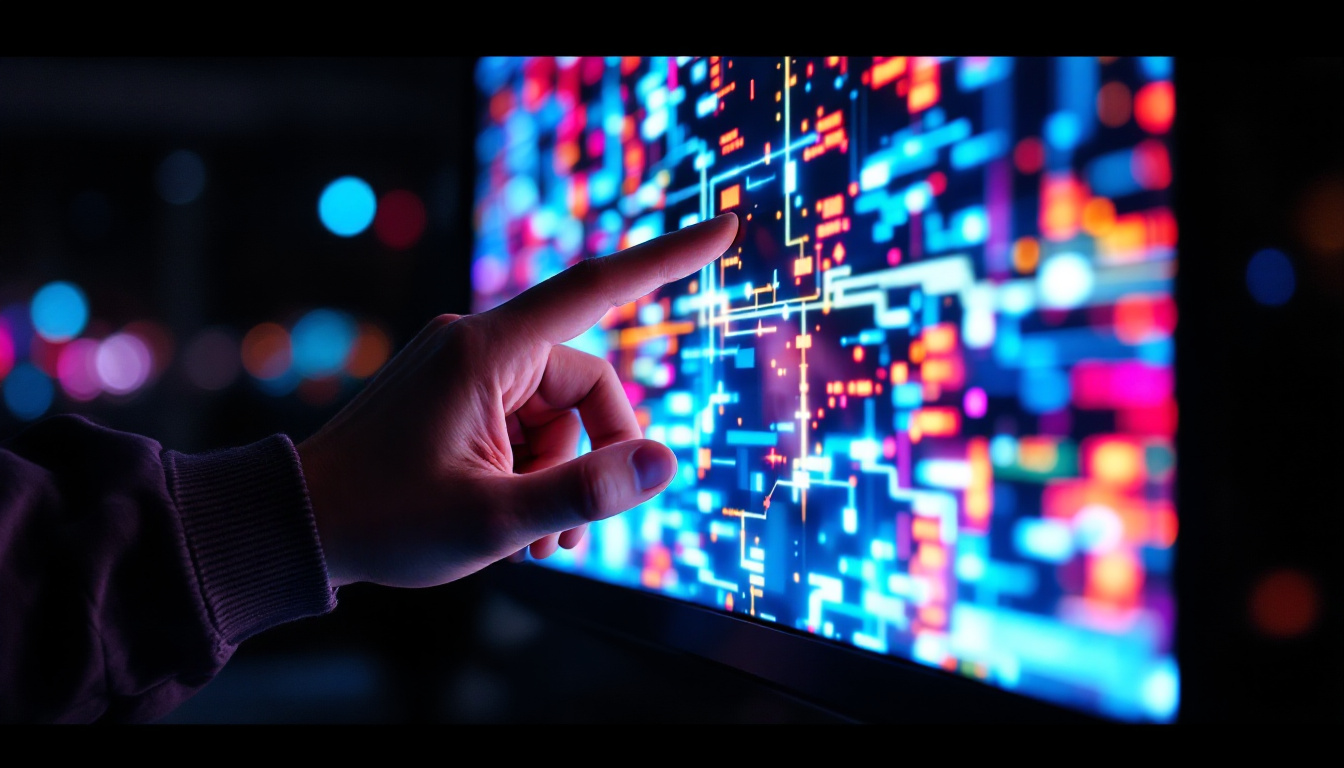 A photograph of capture a photograph of a close-up shot of a vibrant led display in use