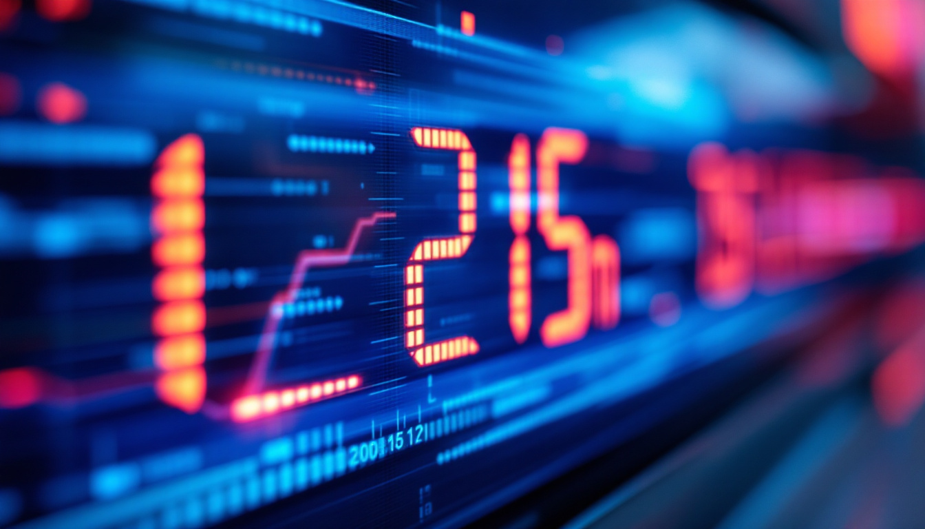 A photograph of a close-up shot of a digital led display showing a measurement conversion from 1.2 meters to inches