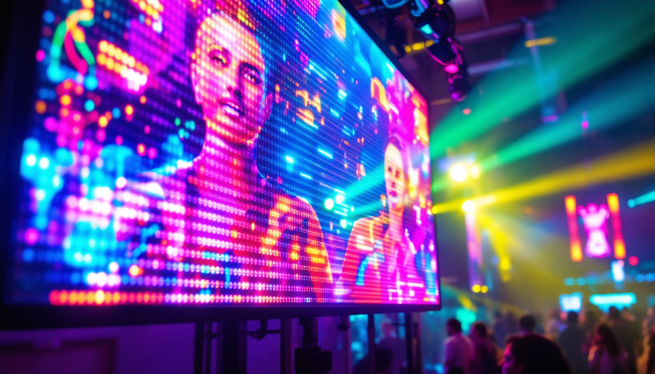 A photograph of a vibrant led display in action