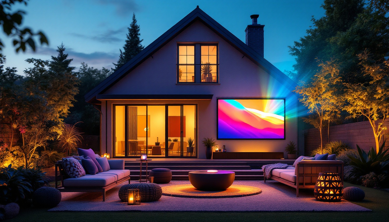 A photograph of a vibrant outdoor setting at dusk