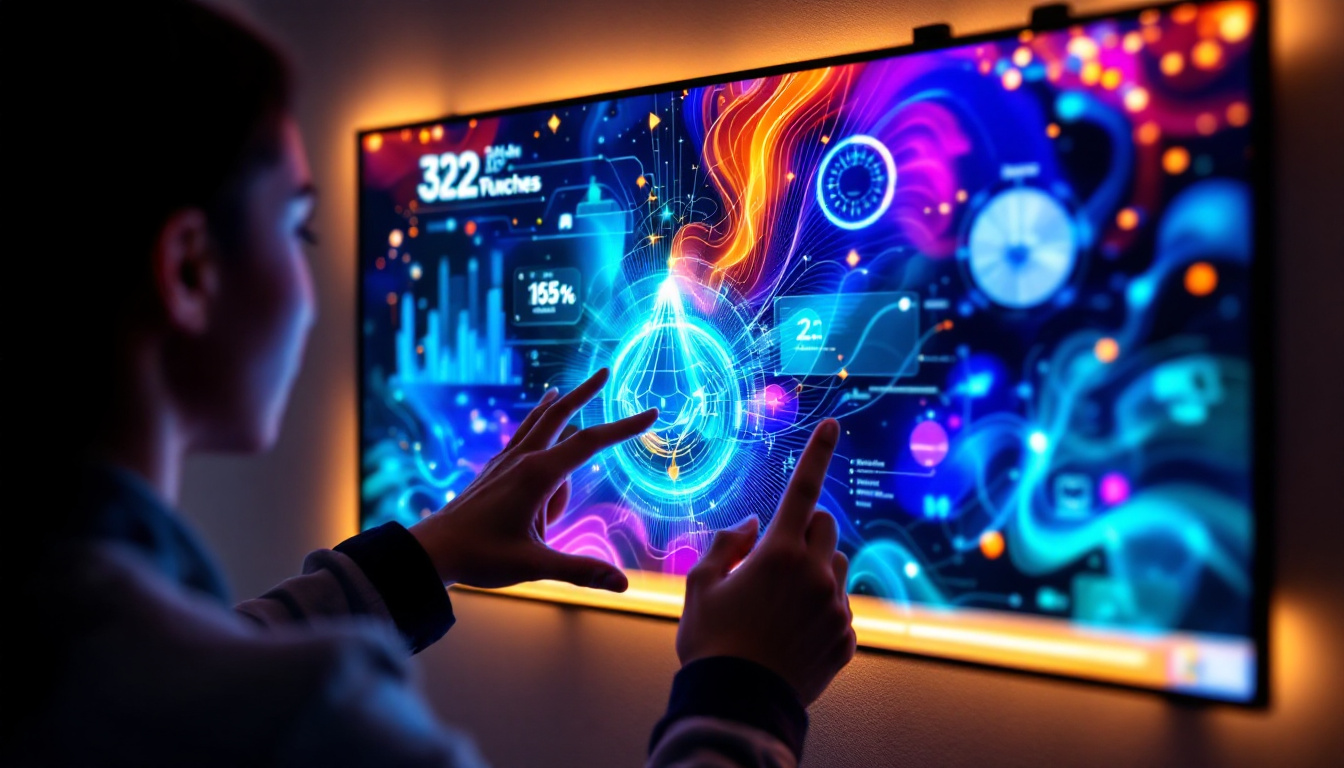 A photograph of a sleek 32-inch led touch panel in use