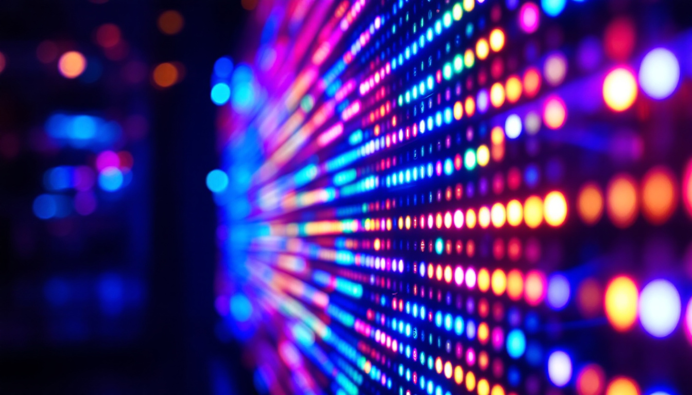 A photograph of a vibrant led light panel in action
