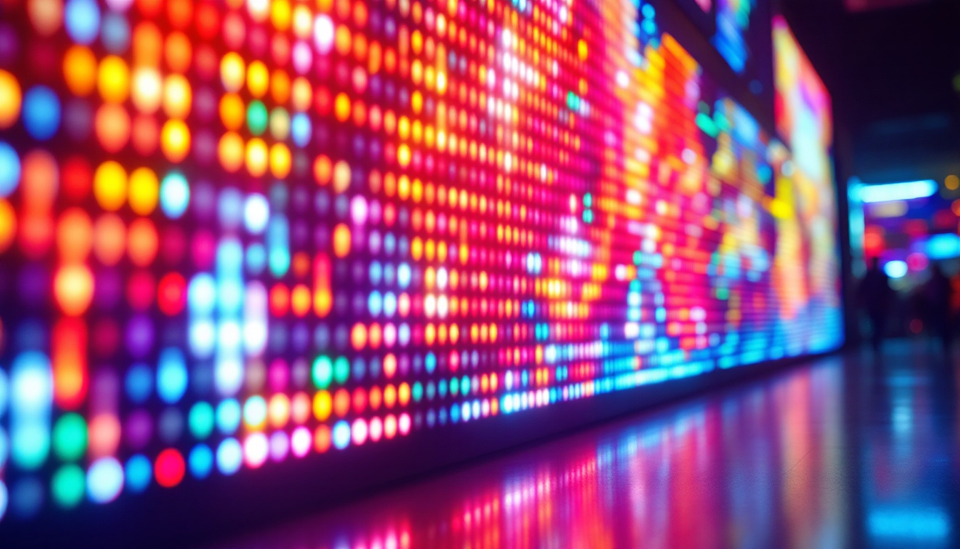 A photograph of a vibrant led display in action